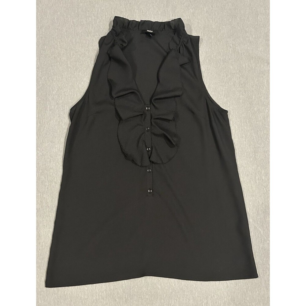 Mossimo Black Sheer Ruffle Neck Sleeveless Blouse Medium